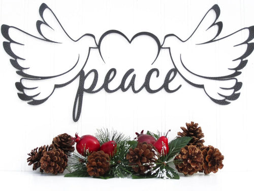 Christmas Peace Doves Metal Sign Silver Christmas Decorations Christmas Gifts Xmas Decorations Christmas - 8 inches - metal sign