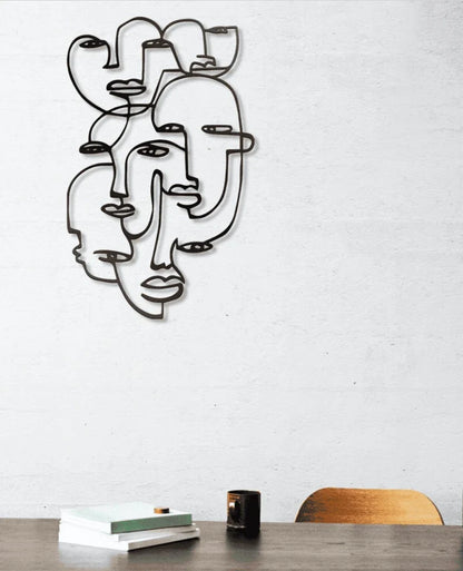 Women Faces Line Art Metal House Sign - 8 inches - metal sign