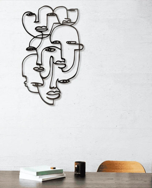 Women Faces Line Art Metal House Sign - 8 inches - metal sign
