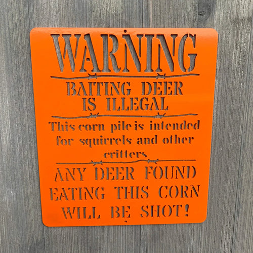 Warning Baiting Deer Metal Sign Cutout Cut Metal Sign Wall Metal Art - 8 inches - metal sign