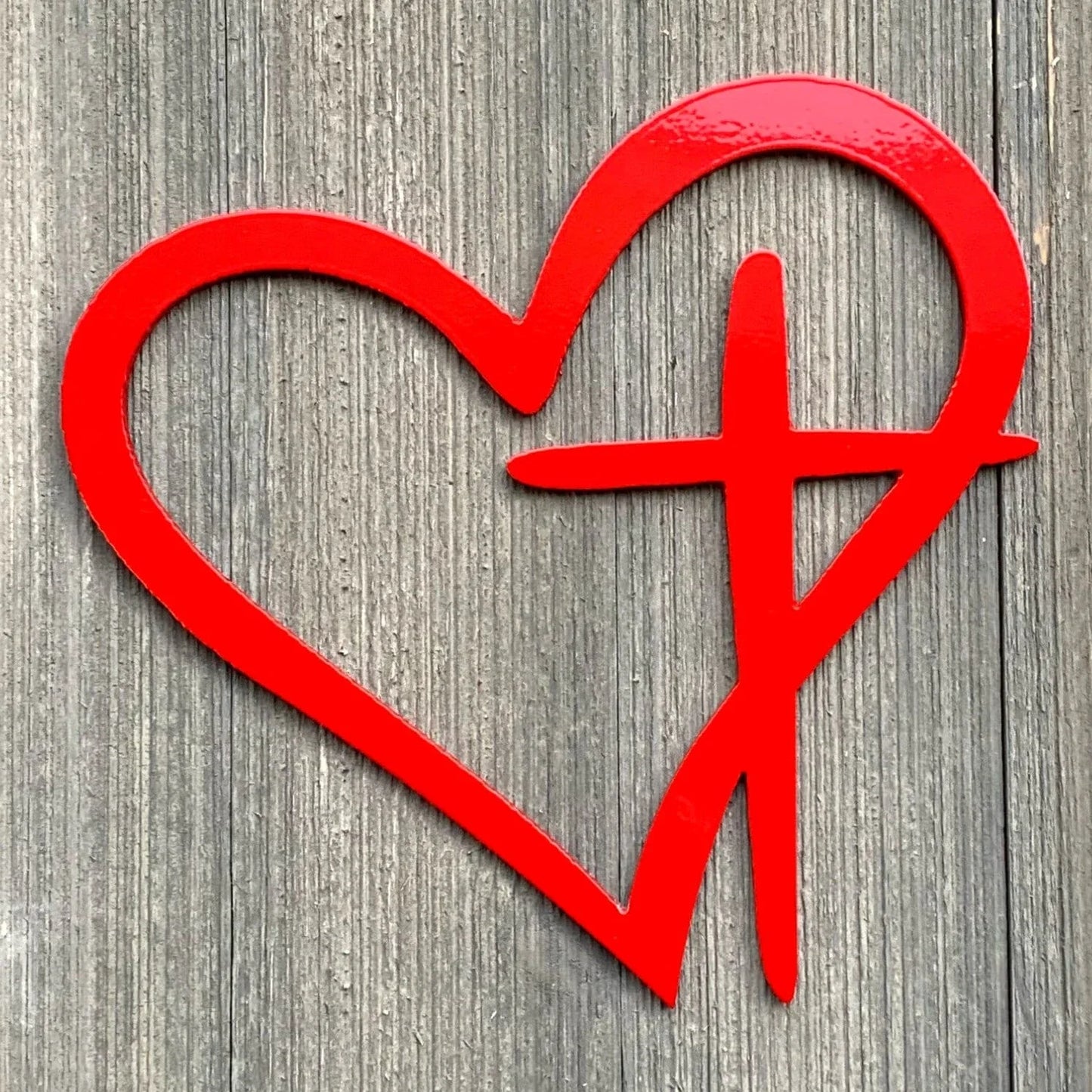 Heart And Cross Metal Sign Cutout Cut Metal Sign Wall Metal Art - 8 inches - metal sign