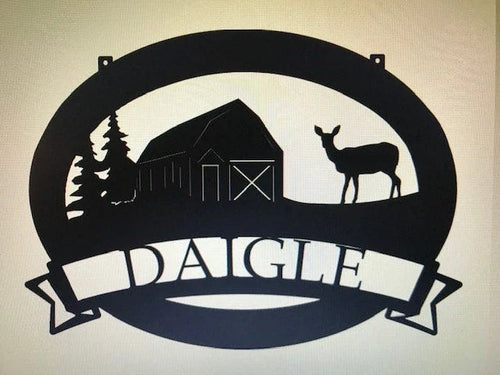 Metal Sign barn Deer Personal Sign Metal House Sign - 8 inches - metal sign