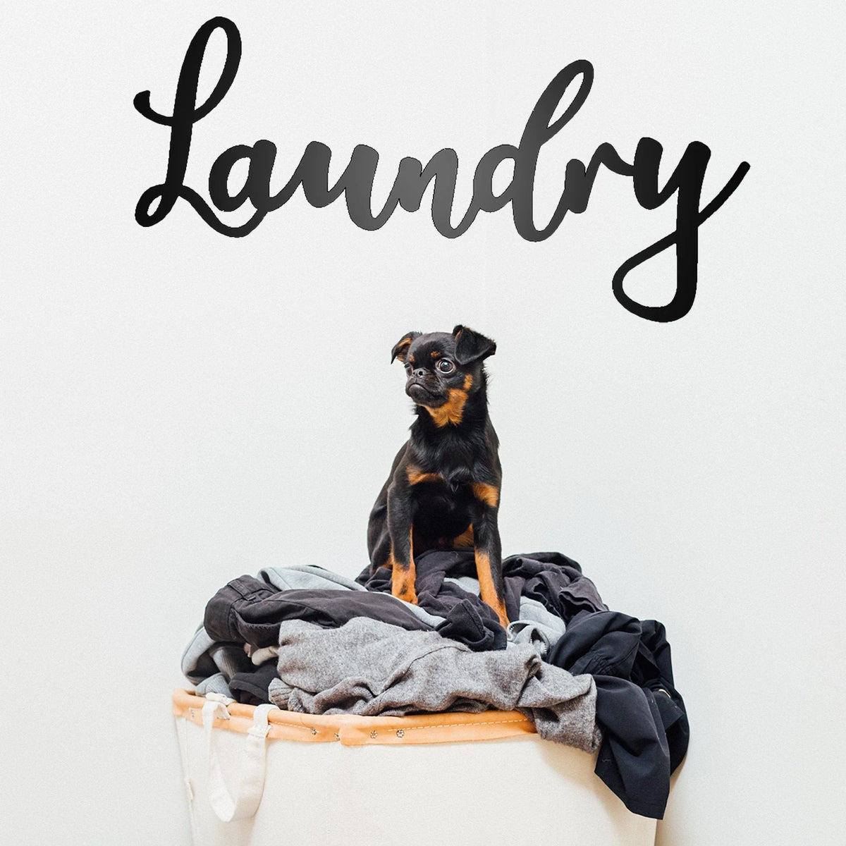 Laundry Metal Script Sign Laundry Room Wall Decor Script Black Steel Script Sign Housewarming Gift - 8 inches - metal sign