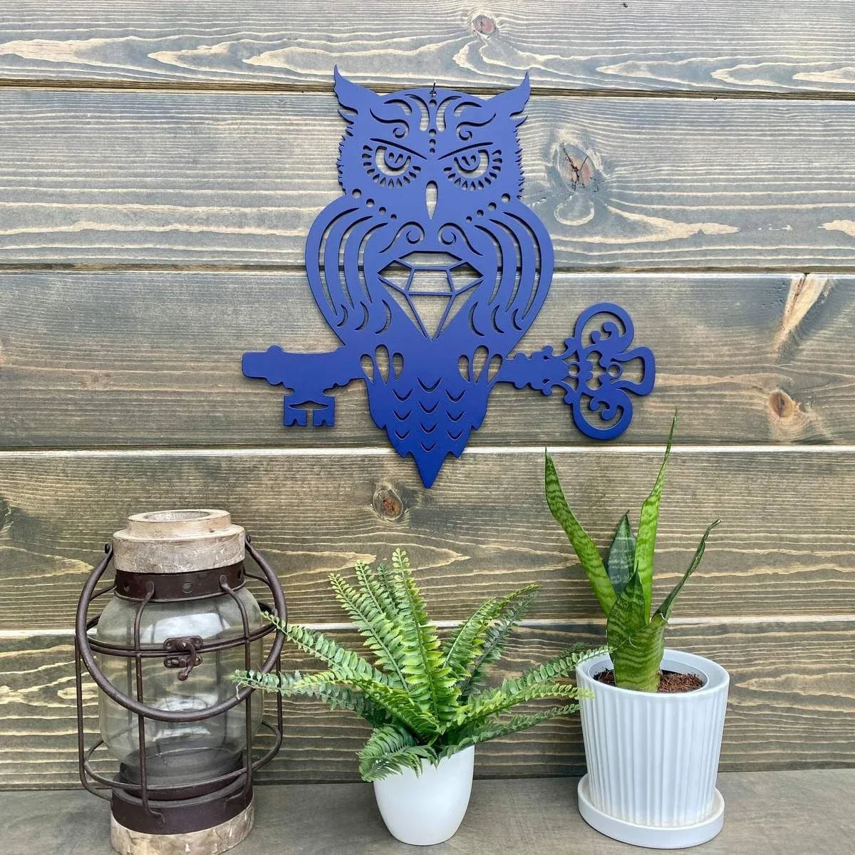 Owl & Skeleton Key Metal Wall Decor Cut Metal Sign Metal House Sign - 8 inches - metal sign