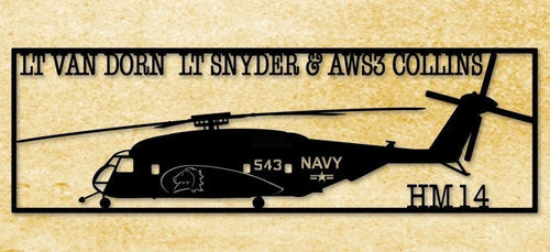 Remembering 543 Heros Helicopter Mine Countermeasures Squadron 14 (mh53e) Metal Sign Cut Metal Sign Wall Decor - 8 inches - metal sign