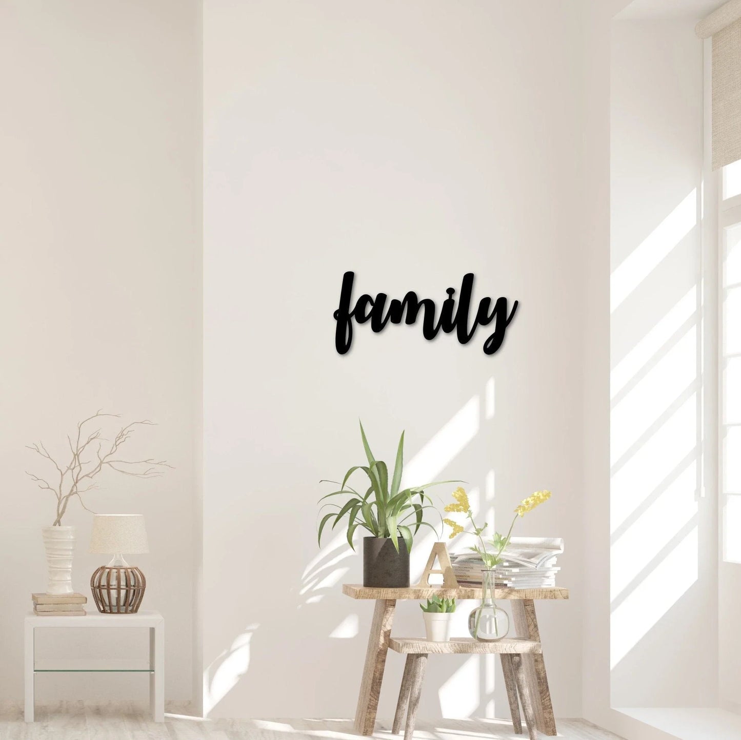 Family Word Sign Metal Wall Decor Family Sign Script Words For The Wall Steel Letters - 8 inches - metal sign