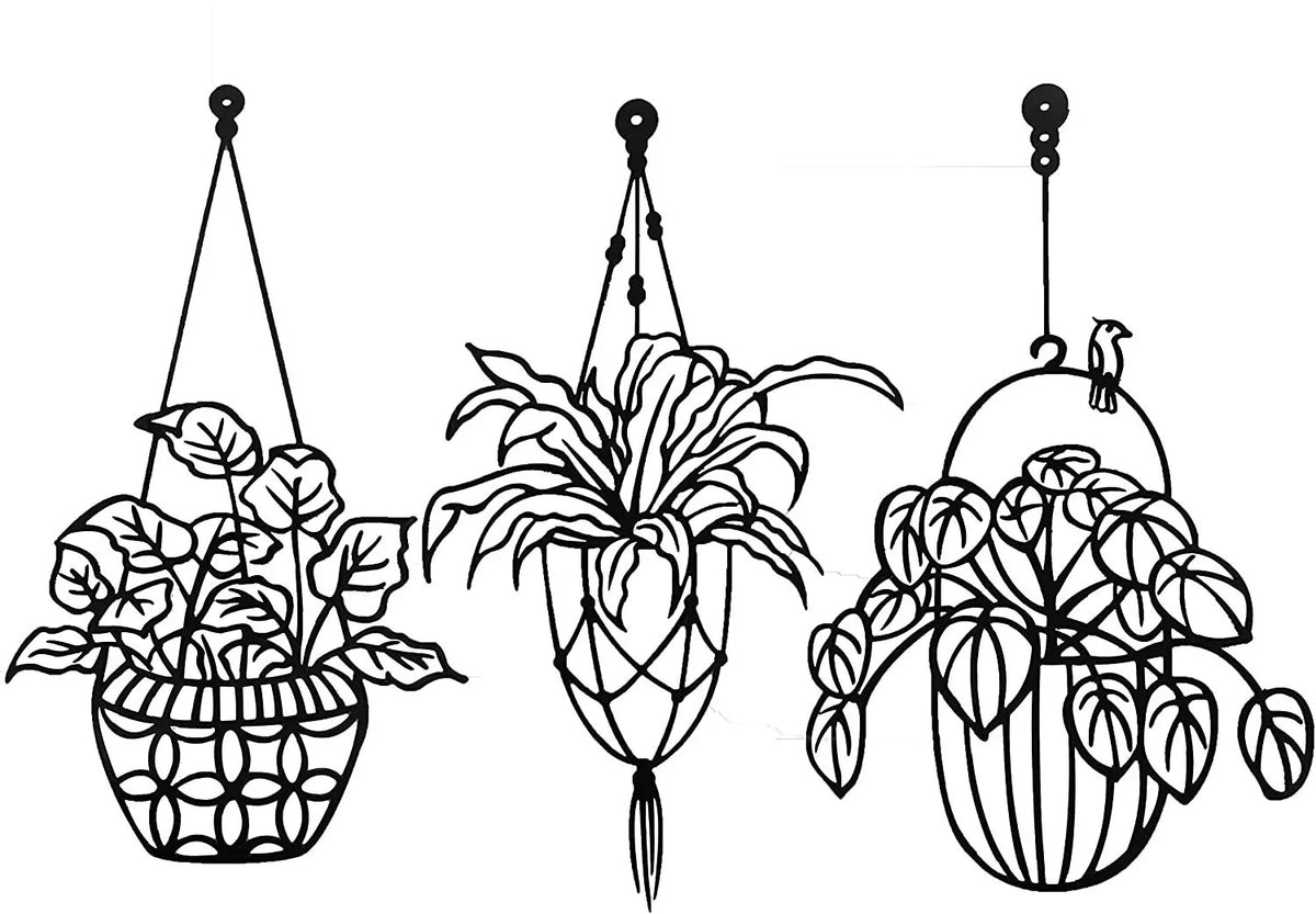 Black Metal Flowers Wall Decor ArtMetal Wall Decor for Living Room Bathroom BedroomKitchen Decor - 8 inches - metal sign