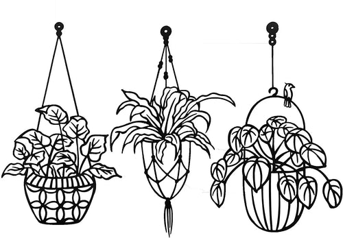Black Metal Flowers Wall Decor ArtMetal Wall Decor for Living Room Bathroom BedroomKitchen Decor - 8 inches - metal sign
