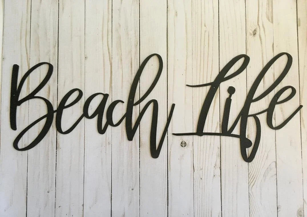 Beach Life Metal Sign Beach House Decor Housewarming Gift Metal Words Beach Life Sign - 8 inches - metal sign