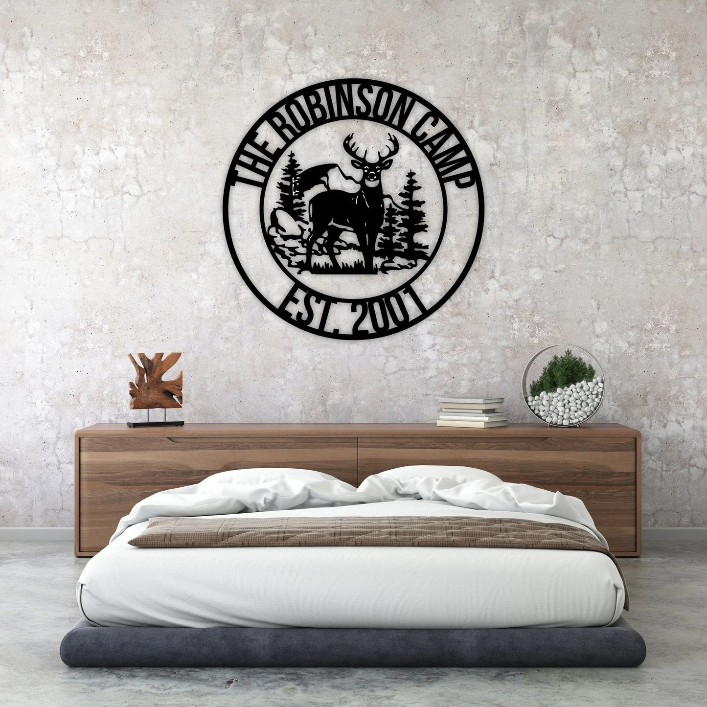 Deer Camp Sign New Deer Antler Decor Deer Hunter Gift Deer Camp Sign Christmas Gift For Him Deer Name Metal Sign Fathers Day Gift - 8 inches - metal sign