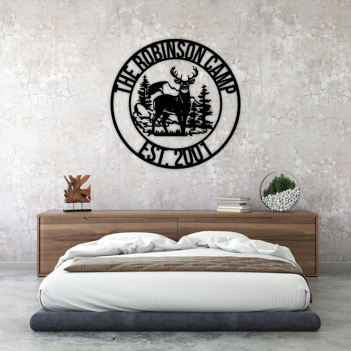 Deer Camp Sign New Deer Antler Decor Deer Hunter Gift Deer Camp Sign Christmas Gift For Him Deer Name Metal Sign Fathers Day Gift - 8 inches - metal sign