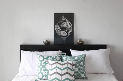 Koi Fish Sign Yin Yang Sign Pisces Sign Wall Decor Rustic Office Decor Metal Art - 8 inches - metal sign