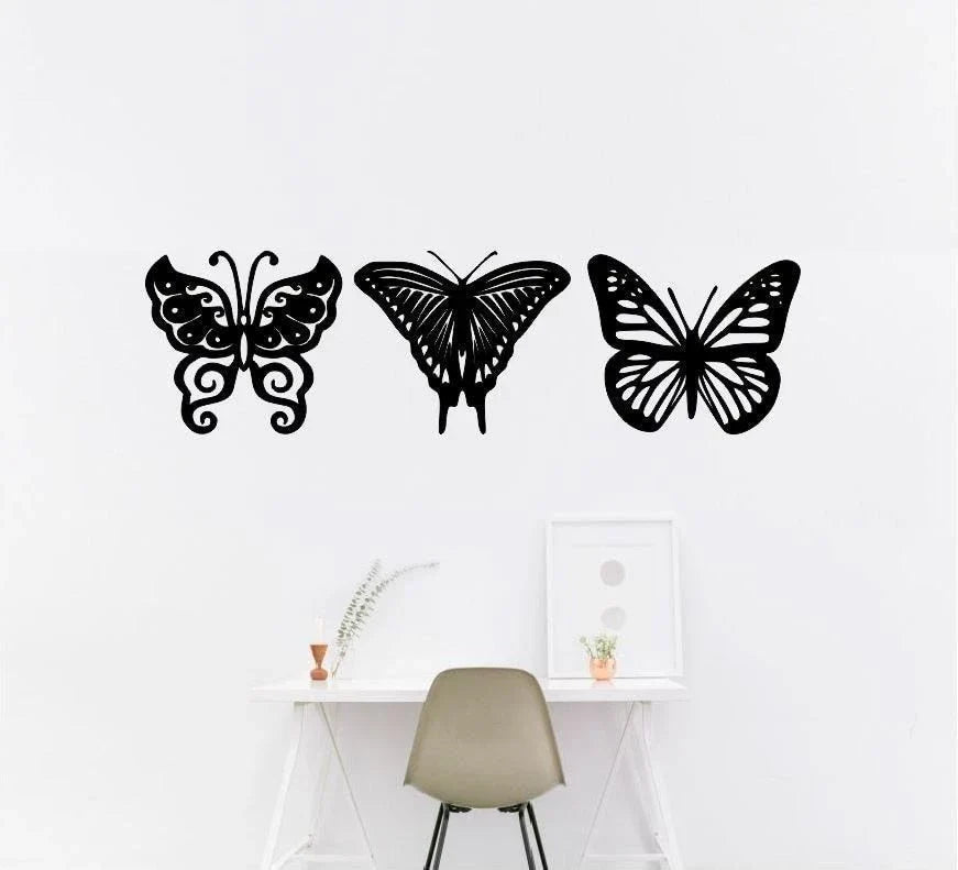 Butterfly Three Butterflies Butterflies Butterfly Metal Wall Decor - 8 inches - metal sign