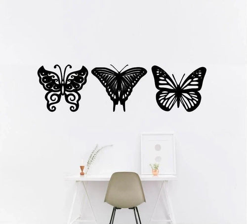 Butterfly Three Butterflies Butterflies Butterfly Metal Wall Decor - 8 inches - metal sign