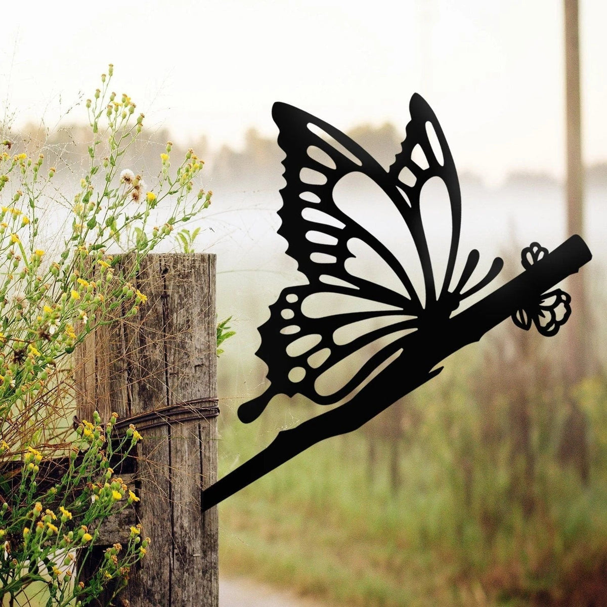 Butterfly Kisses Metal Art Garden Signs Cut Metal Sign Metal House Sign - 8 inches - metal sign