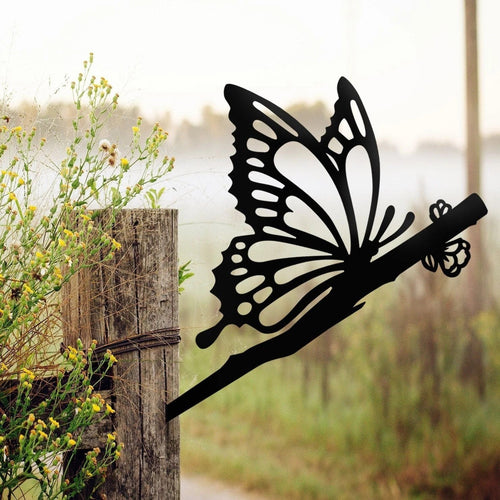 Butterfly Kisses Metal Art Garden Signs Cut Metal Sign Metal House Sign - 8 inches - metal sign