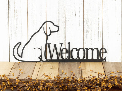 Dog Welcome Sign Labrador Outdoor Dog Lover Gift Dog Plaque - 8 inches - metal sign