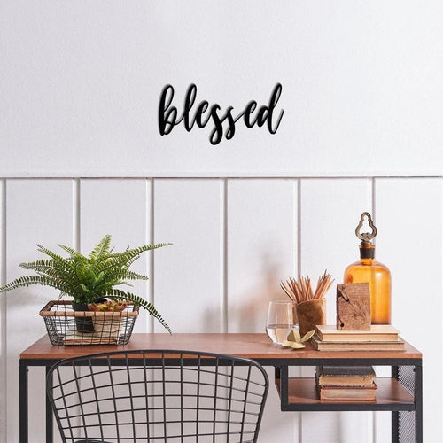 Blessed Blessed Metal Wall Decor Blessed Metal Sign For Home Inspirational Housewarming Gift - 8 inches - metal sign