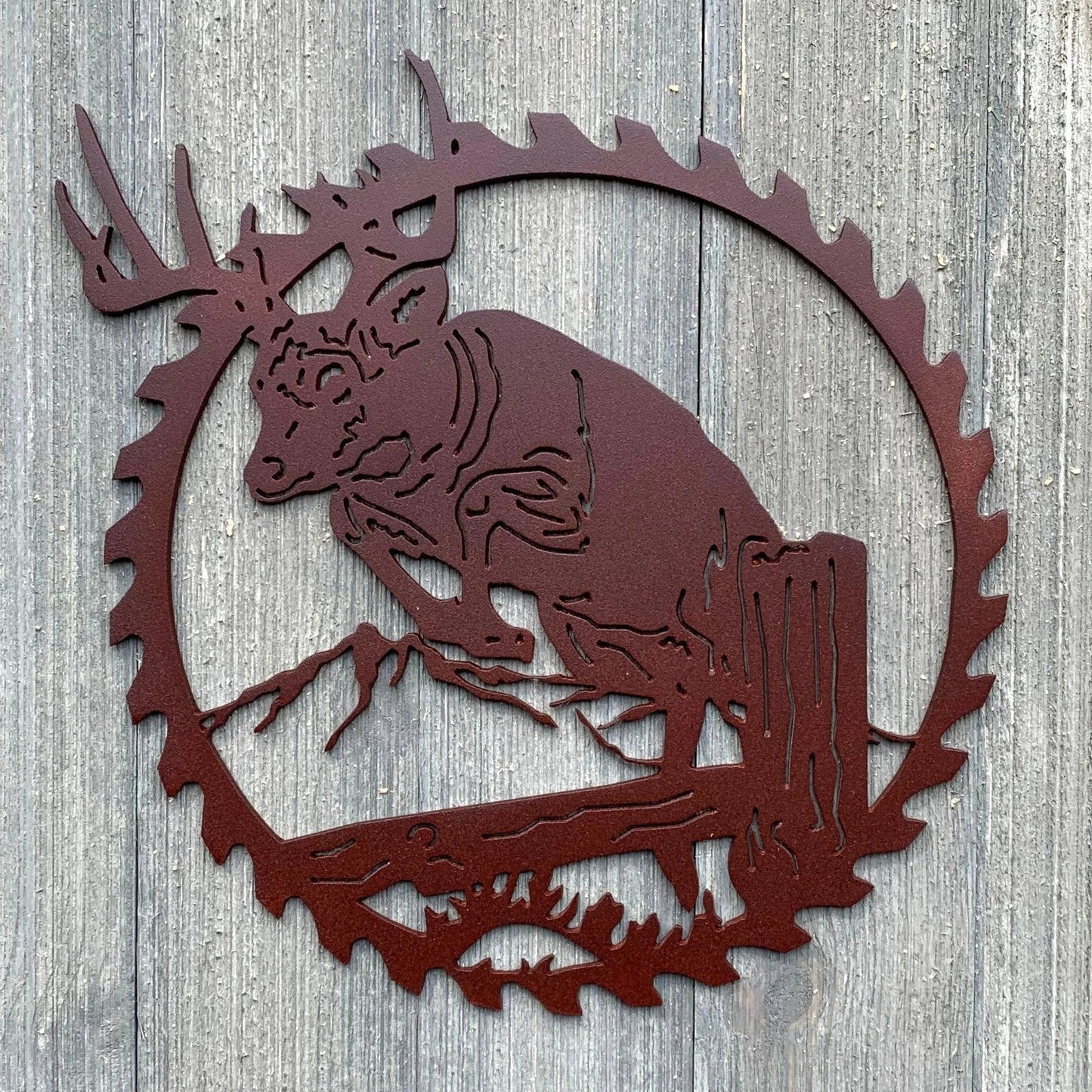 Deer Sawblade Metal Sign Cutout Cut Metal Sign Wall Metal Art - 8 inches - metal sign
