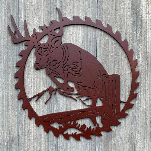 Deer Sawblade Metal Sign Cutout Cut Metal Sign Wall Metal Art - 8 inches - metal sign