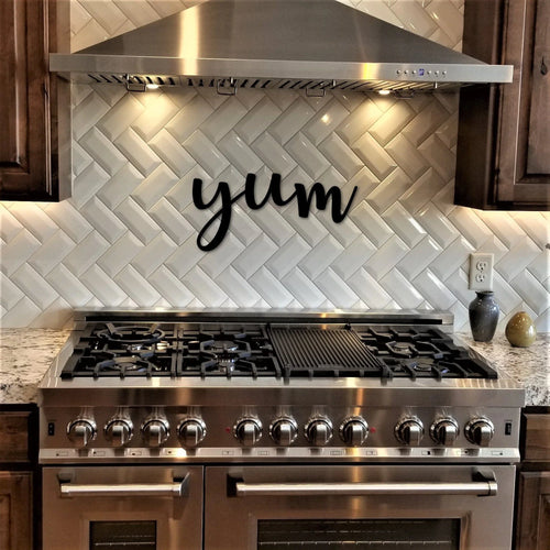 Yum Sign Metal Word Art Kitchen Sign Dining Room Decor Metal Yum Sign Yum Metal Word Kitchen Decor Word Signs - 8 inches - metal sign
