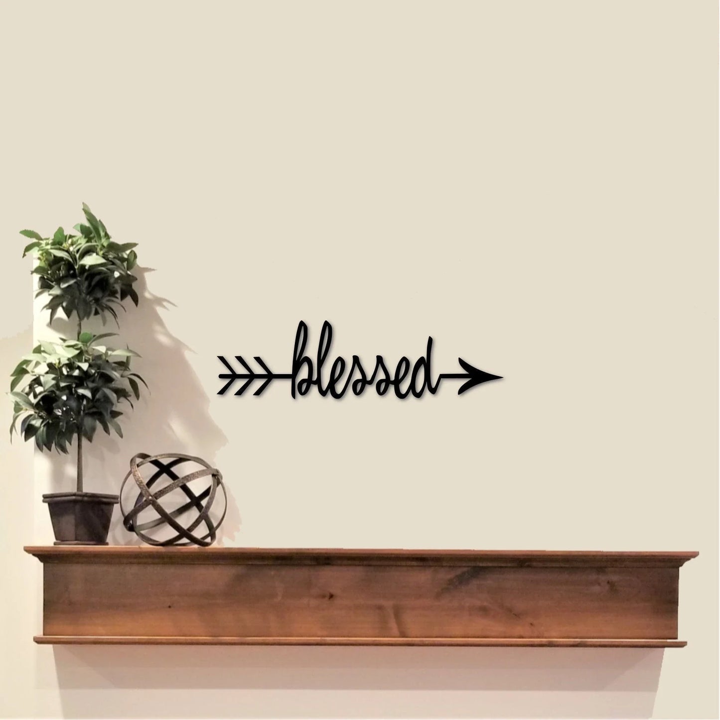 Blessed Sign Split Arrow Cursive Blessed Word Sign Blessed Wall Decor Arrow Decor Metal Word Art Words For The Wall - 8 inches - metal sign