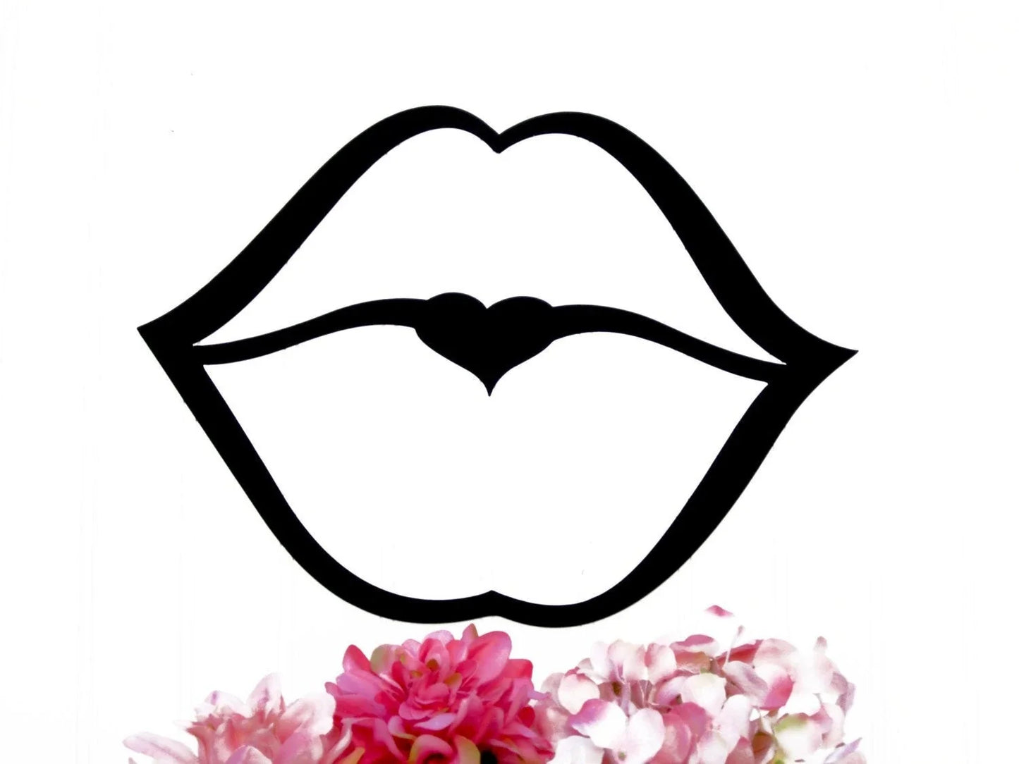Kissing Lips Black Wall Hanging Metal Wall Decor Wall Decor Metal Sign Lips - 8 inches - metal sign