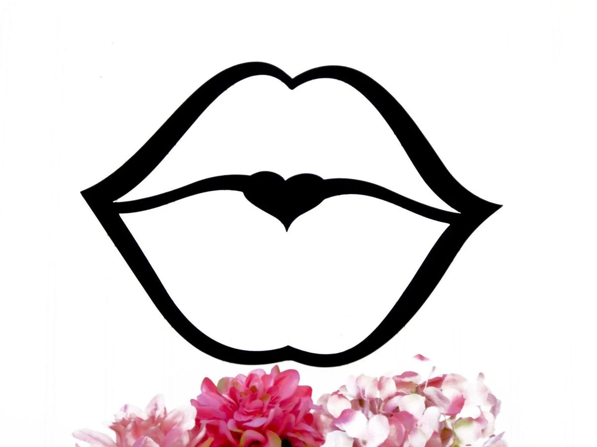 Kissing Lips Black Wall Hanging Metal Wall Decor Wall Decor Metal Sign Lips - 8 inches - metal sign