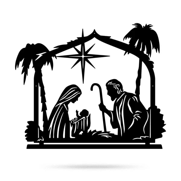 Nativity Scene Wall Deeeecor Cut Metal Sign Metal House Sign - 8 inches - metal sign