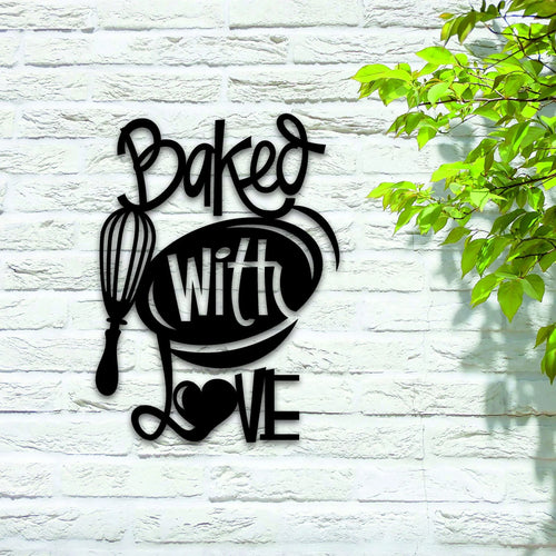 Baked With Love Kitchen Wall Decor Kitchen Metal Sign - 8 inches - metal sign