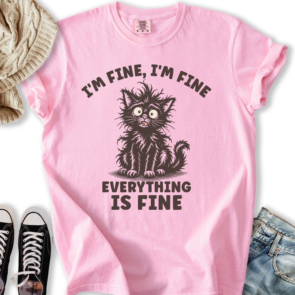 Everything Is Fine Cat Relaxed Tee