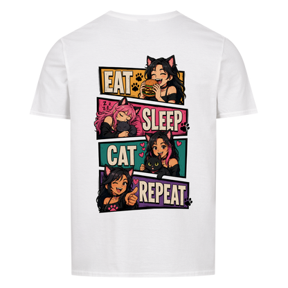 EAT SLEEP CAT REPEAT Basic Shirt Unisex (BACKPRINT)