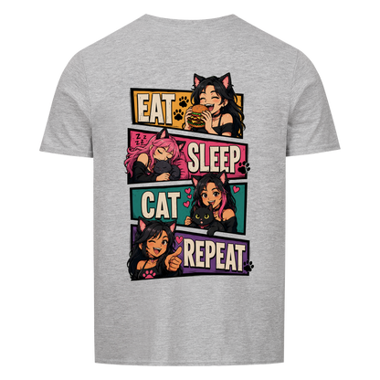 EAT SLEEP CAT REPEAT Basic Shirt Unisex (BACKPRINT)