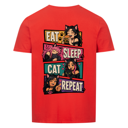 EAT SLEEP CAT REPEAT Basic Shirt Unisex (BACKPRINT)