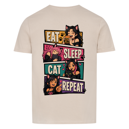 EAT SLEEP CAT REPEAT Basic Shirt Unisex (BACKPRINT)