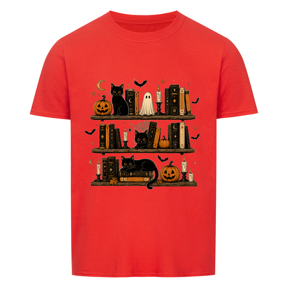 Halloween Bookshelves Basic Shirt Unisex
