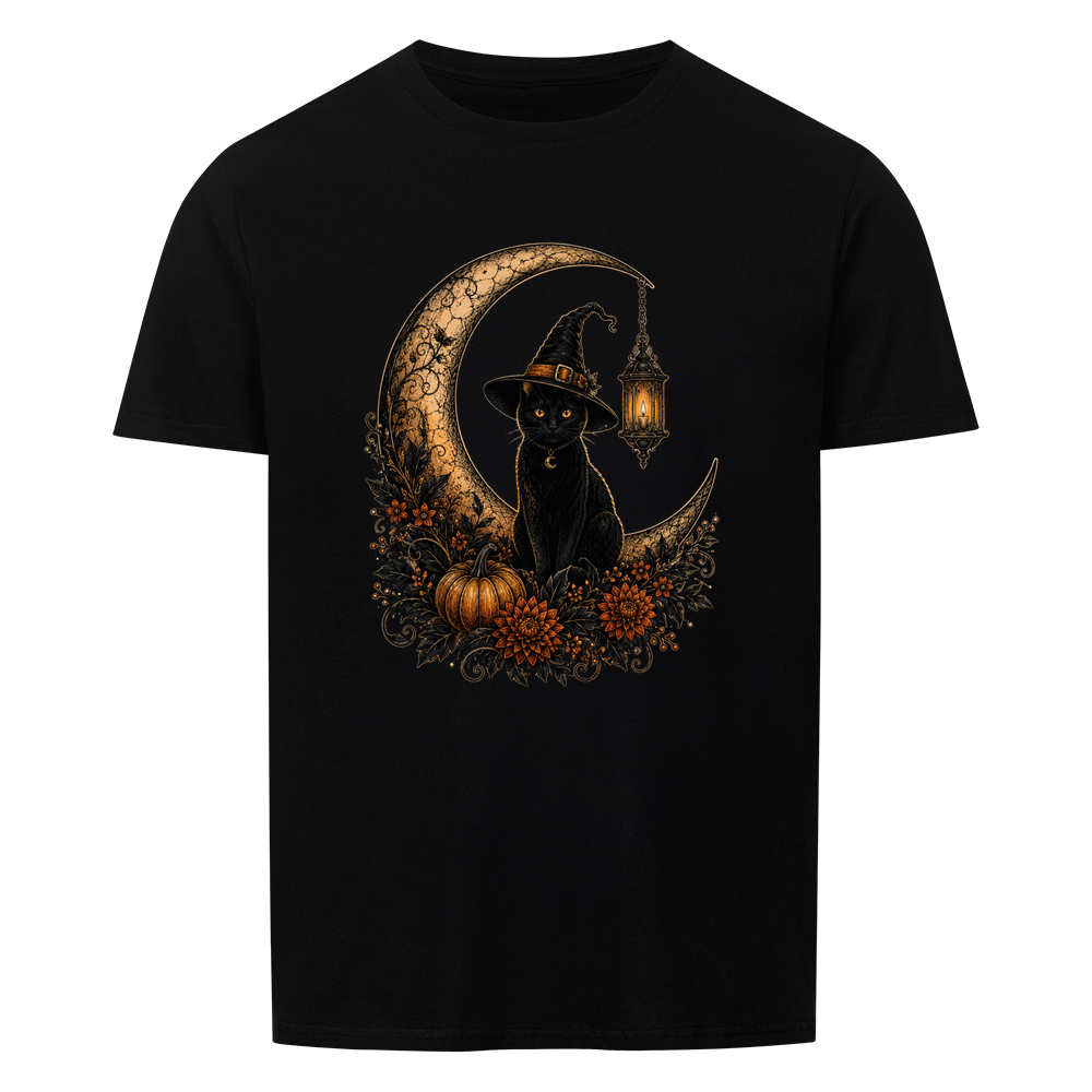 Witchy Cat on Moon Basic Shirt Unisex