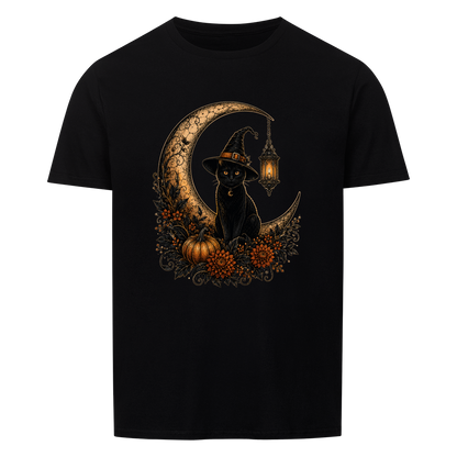 Witchy Cat on Moon Basic Shirt Unisex