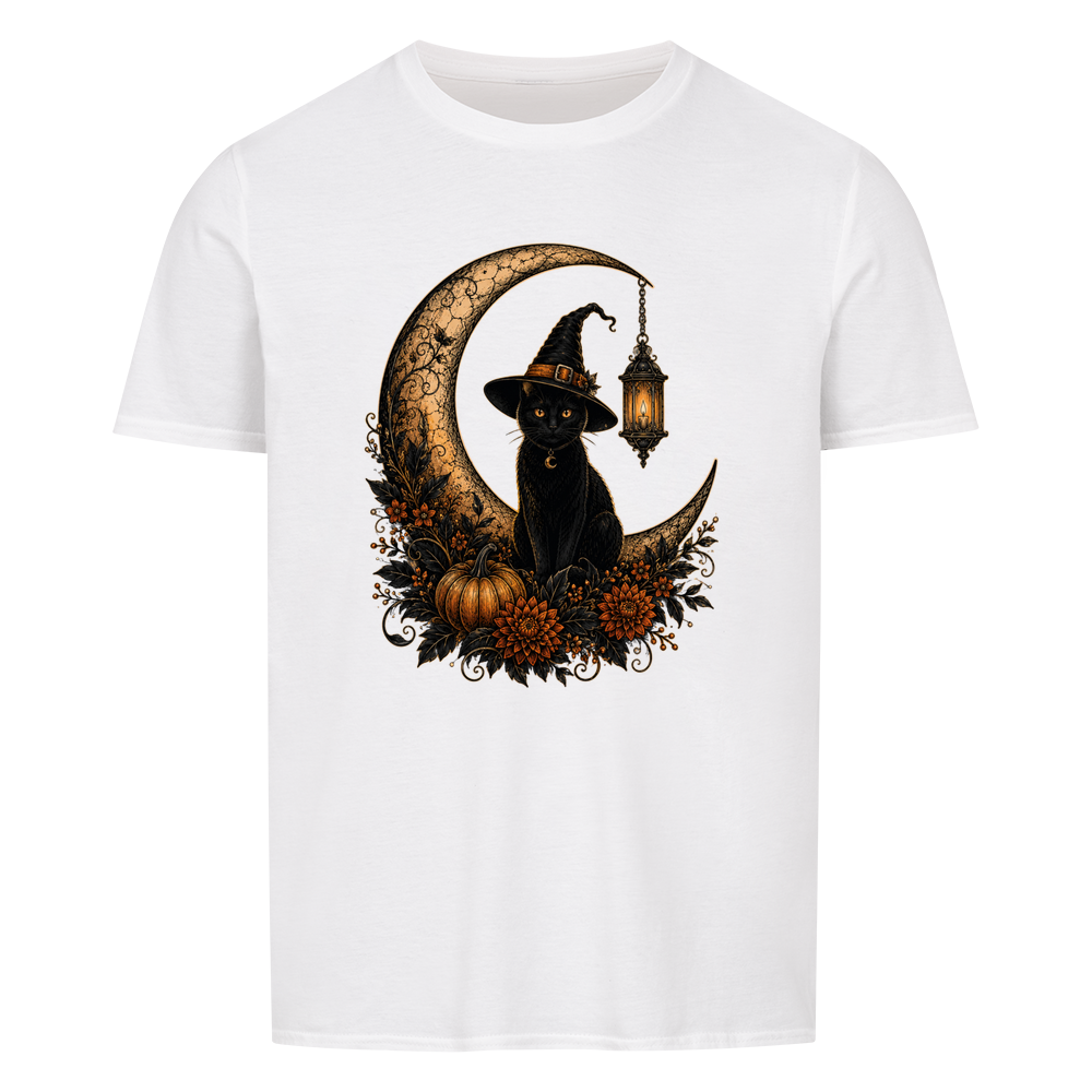 Witchy Cat on Moon Basic Shirt Unisex