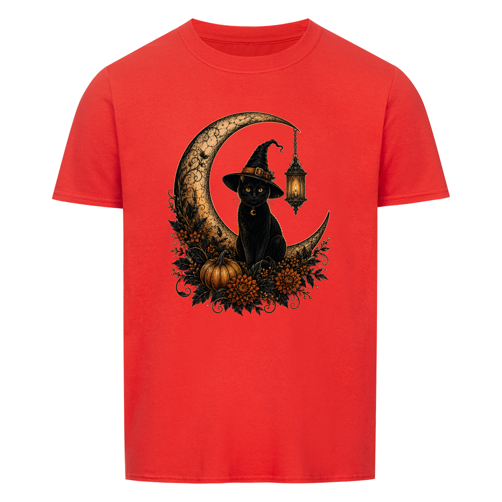 Witchy Cat on Moon Basic Shirt Unisex