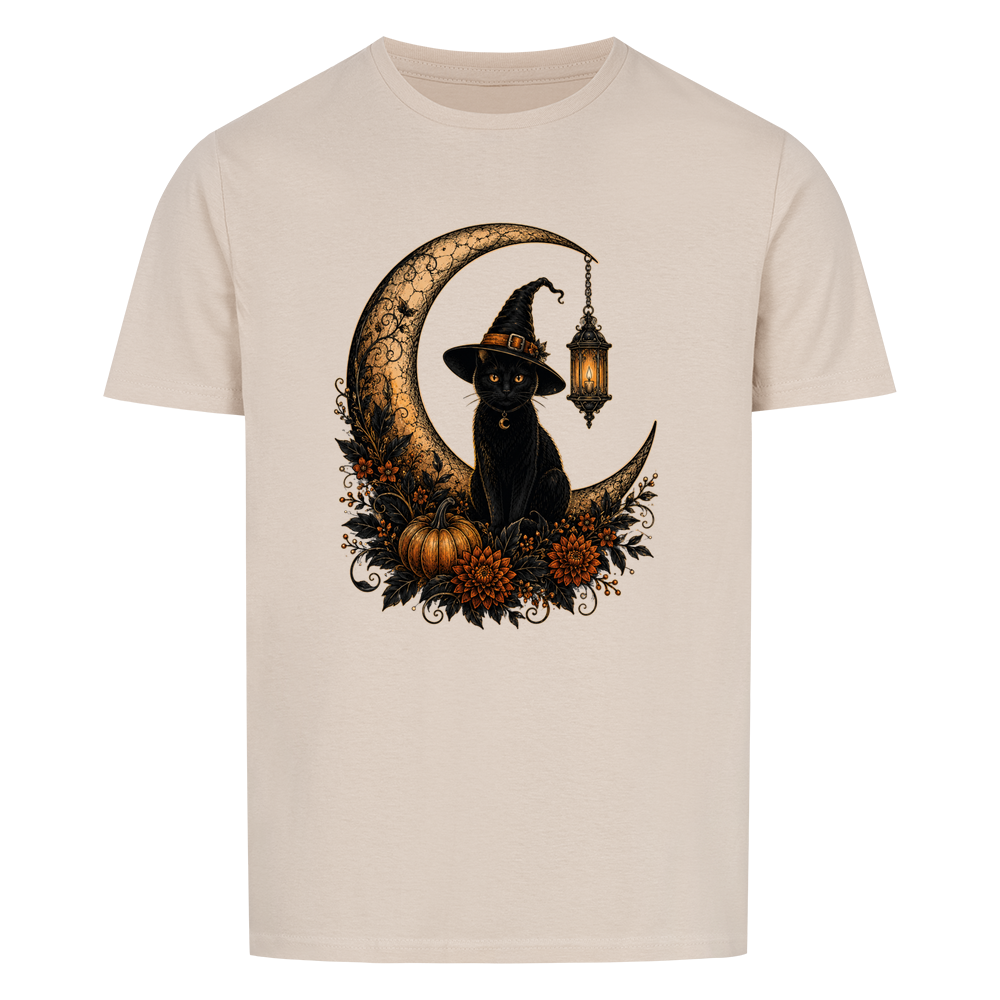 Witchy Cat on Moon Basic Shirt Unisex