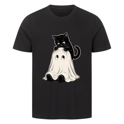 Schwarze Katze und kleiner Geist T-Shirt