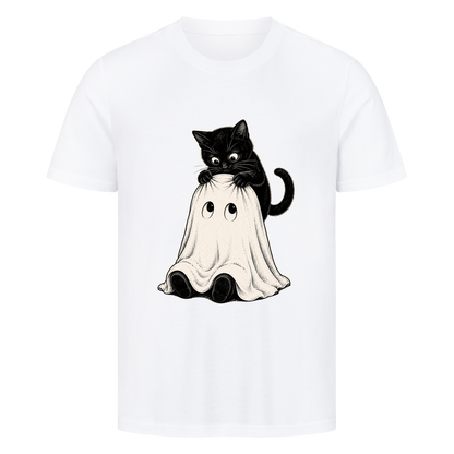 Schwarze Katze und kleiner Geist T-Shirt
