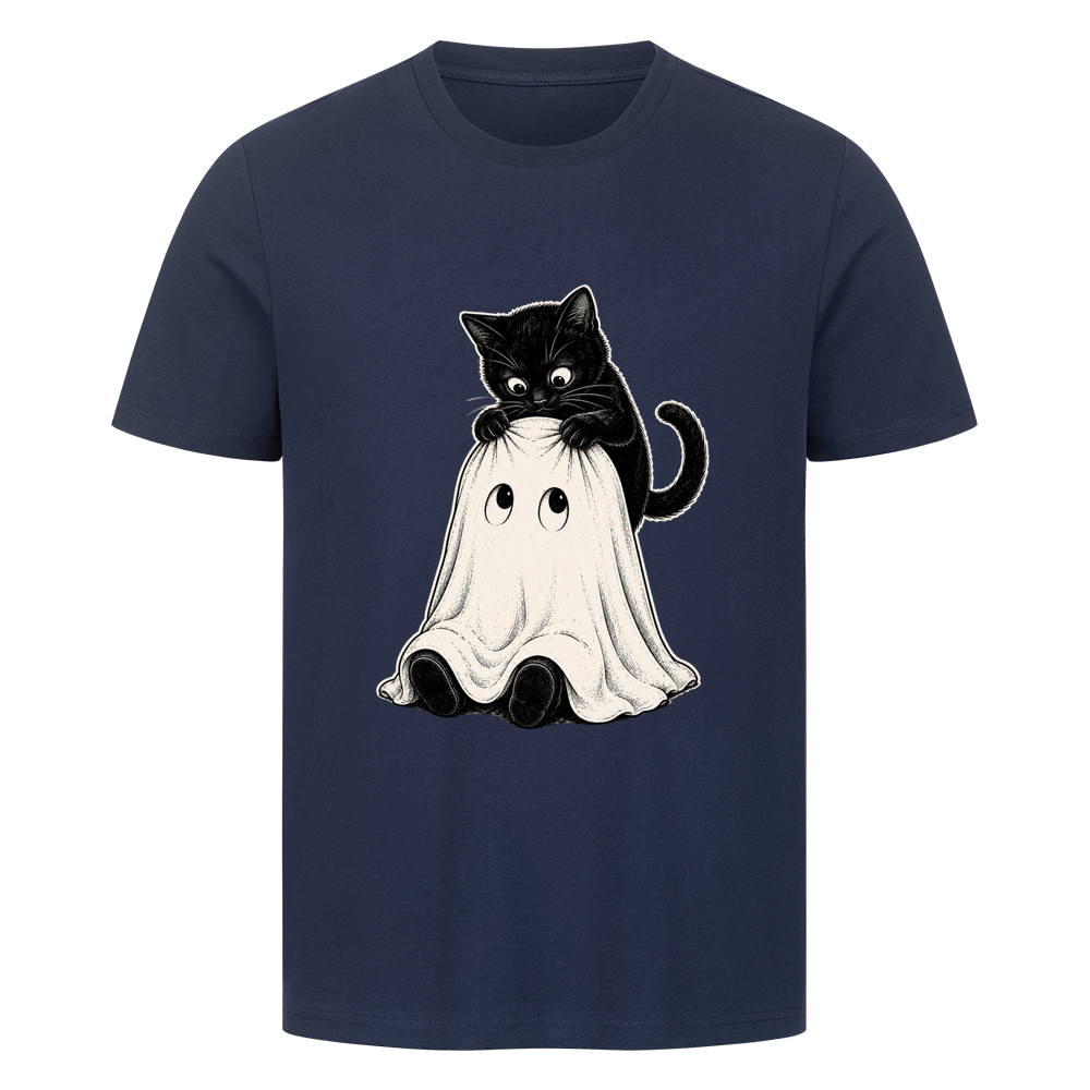 Schwarze Katze und kleiner Geist T-Shirt