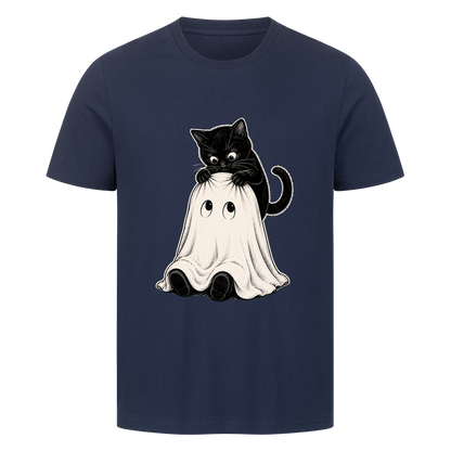 Schwarze Katze und kleiner Geist T-Shirt