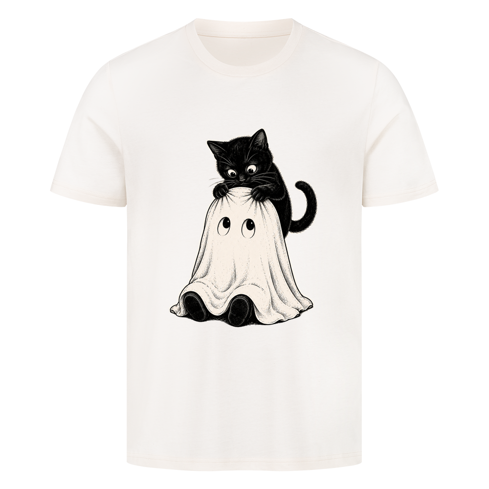 Schwarze Katze und kleiner Geist T-Shirt