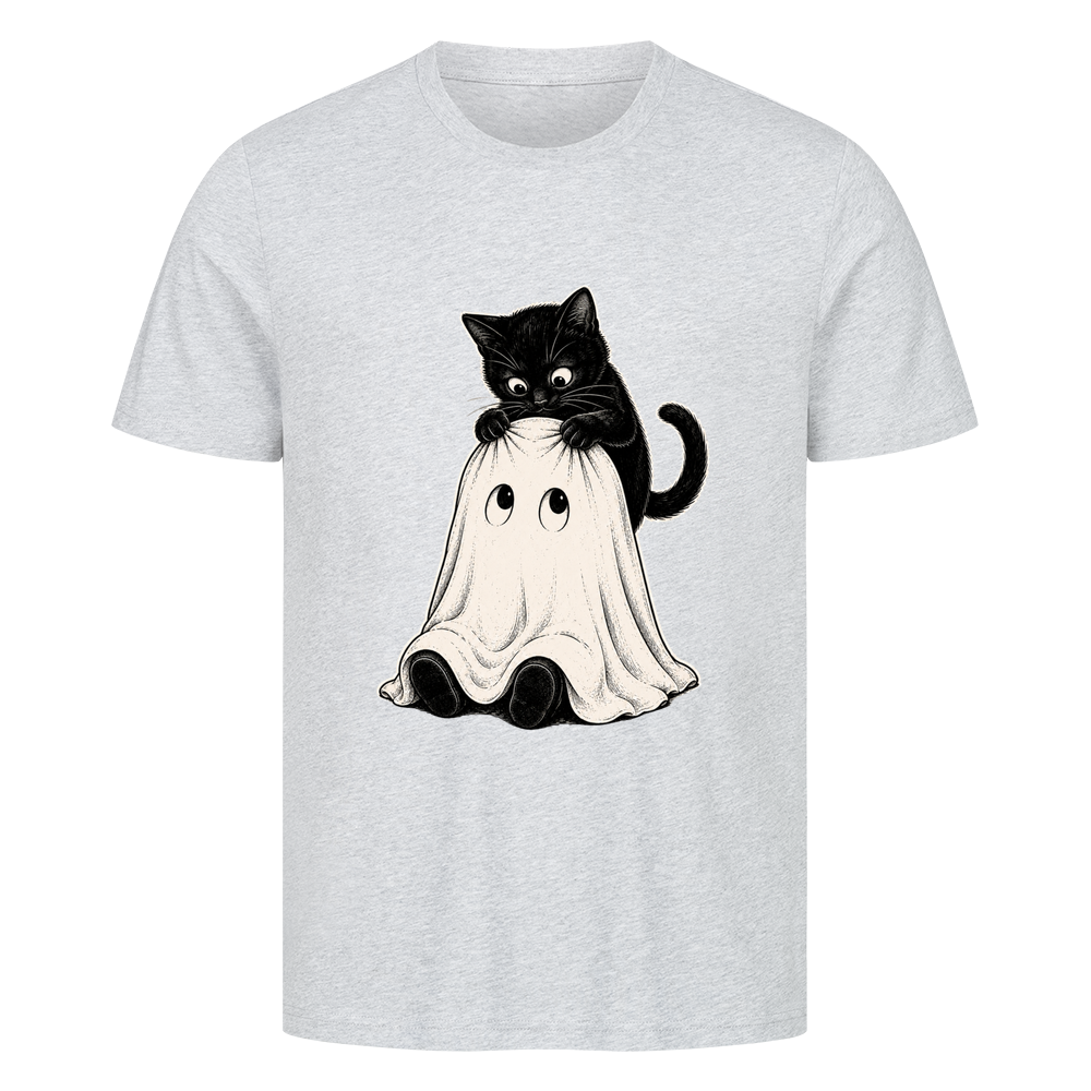Schwarze Katze und kleiner Geist T-Shirt