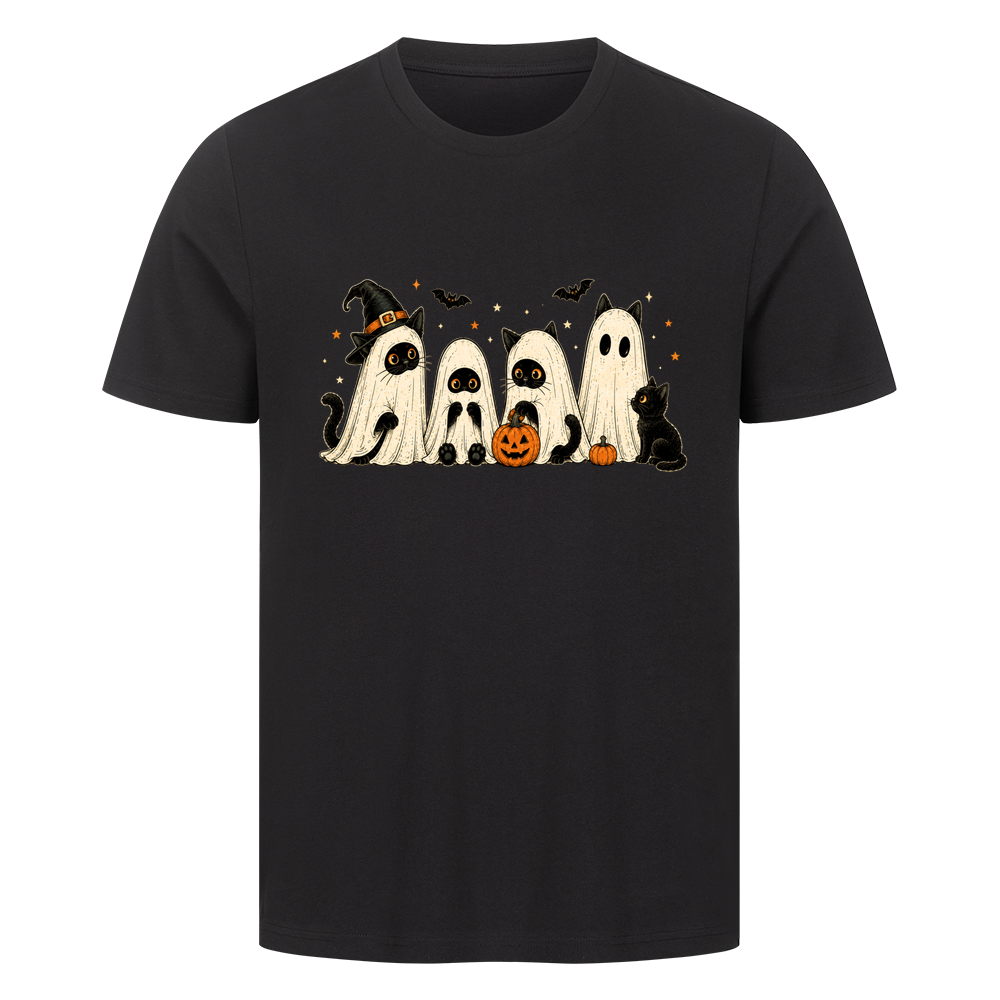 Halloween-Katzenreihe mit Kürbissen T-Shirt