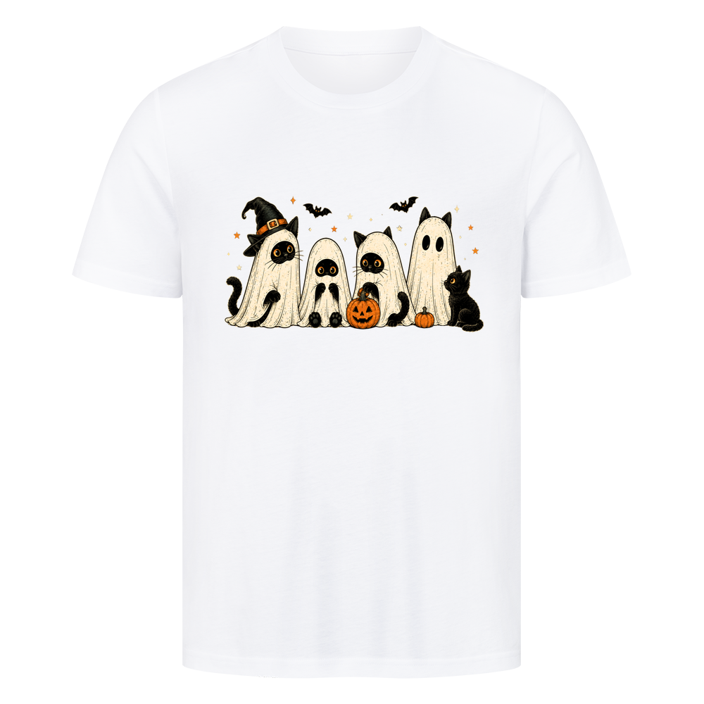 Halloween-Katzenreihe mit Kürbissen T-Shirt