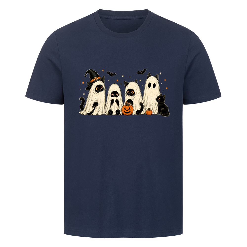 Halloween-Katzenreihe mit Kürbissen T-Shirt